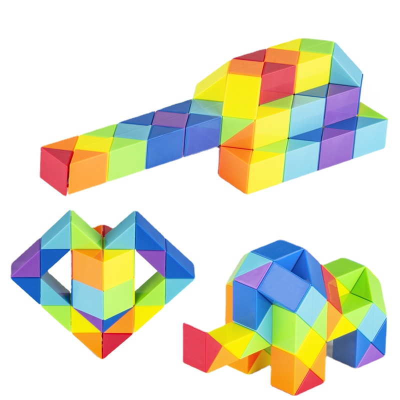AliExpress Colored Magic Cube Toys Magic Rule Snake Multi-color Puzzle Fidget Toys Decompression Transformable Cubes Educational Toys, view 3