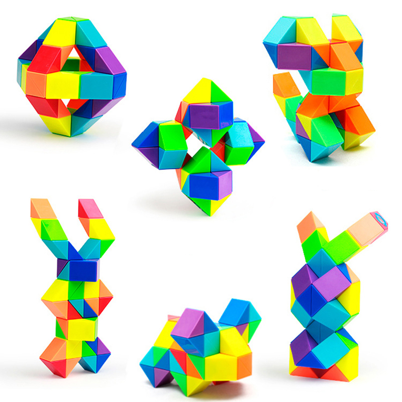 AliExpress Colored Magic Cube Toys Magic Rule Snake Multi-color Puzzle Fidget Toys Decompression Transformable Cubes Educational Toys, view 5