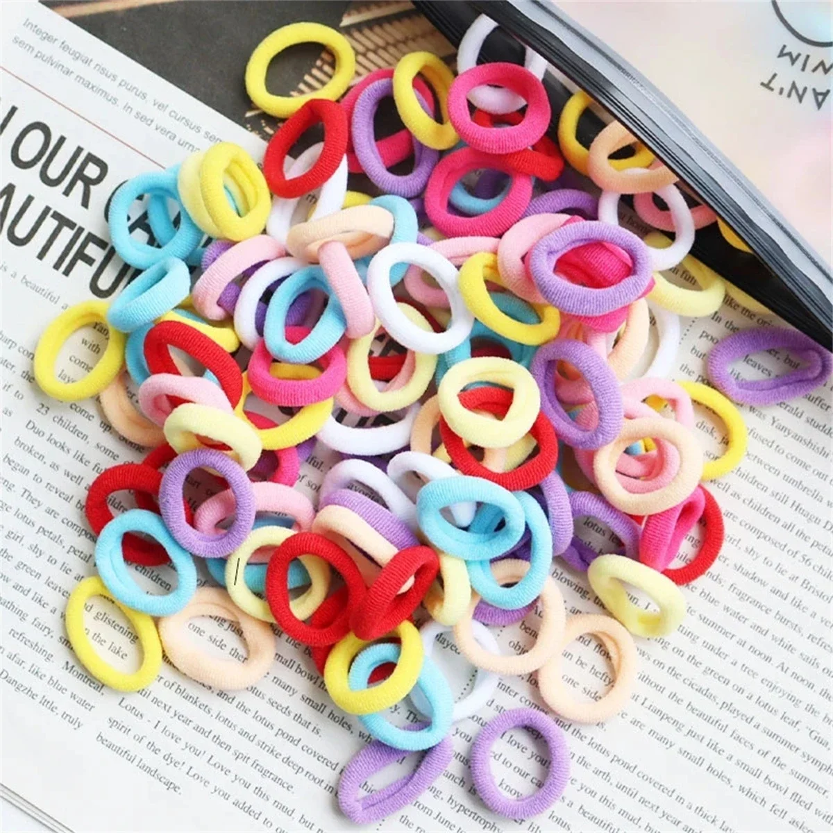 AliExpress Colorful Scrunchie Rubber Hair Ties, view 2