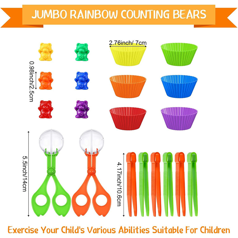 AliExpress Colorful Counting Bears with Sorting Cups & Tweezers, Toddler Counting & Color Sorting Educational Toy Gift for Kids Boys Girls, view 4