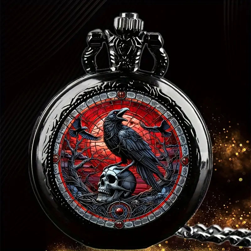 AliExpress Colorful Pattern Medium Pocket Watch Retro Flip Decoration Necklace Watch Personalized Trend Male and Female Student Quartz