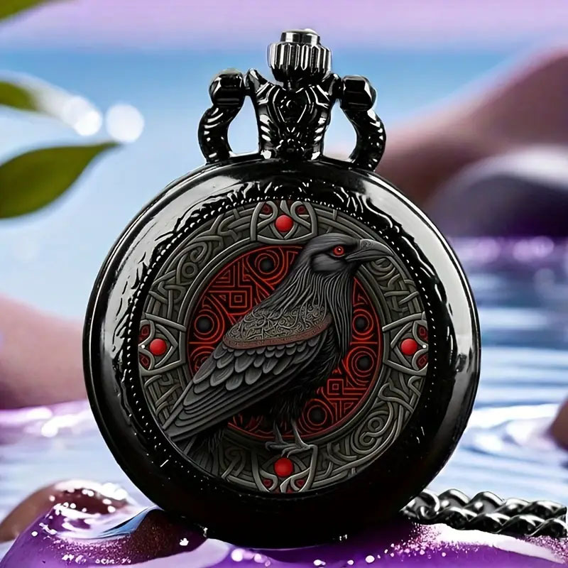 AliExpress Colorful Pattern Medium Pocket Watch Retro Flip Decoration Necklace Watch Personalized Trend Male and Female Student Quartz, view 2