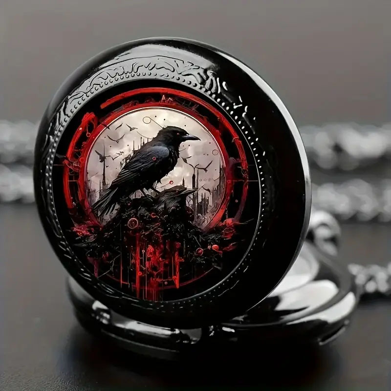 AliExpress Colorful Pattern Medium Pocket Watch Retro Flip Decoration Necklace Watch Personalized Trend Male and Female Student Quartz, view 4