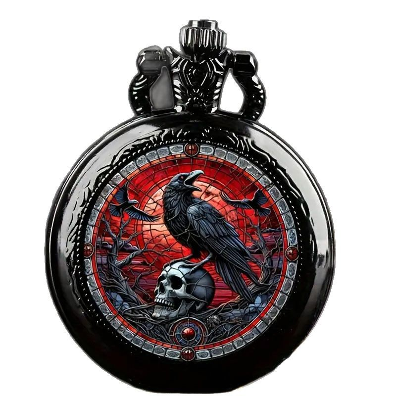 AliExpress Colorful Pattern Medium Pocket Watch Retro Flip Decoration Necklace Watch Personalized Trend Male and Female Student Quartz, view 5