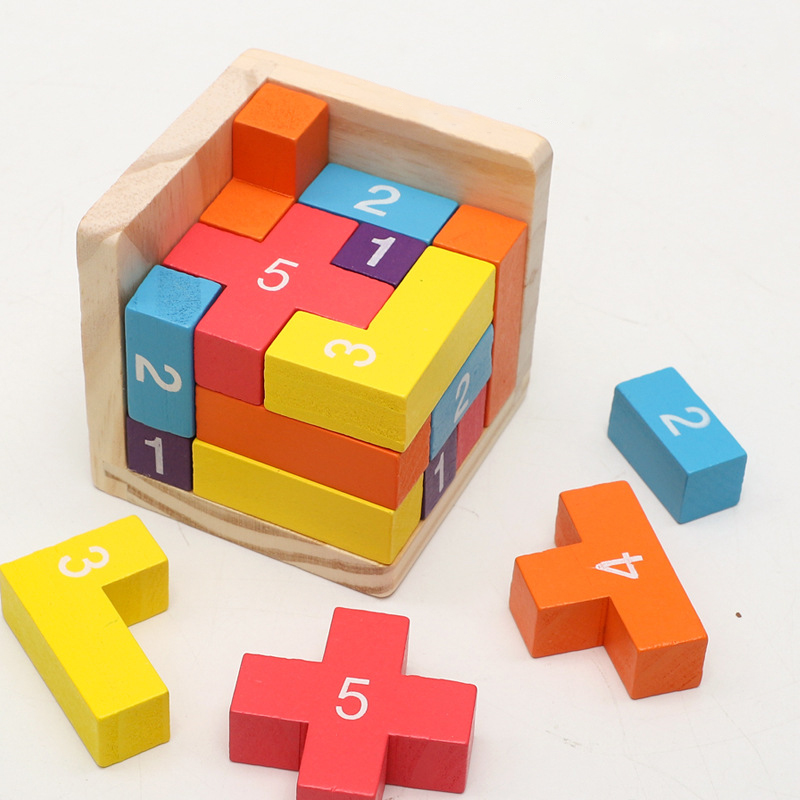 AliExpress Colorful Wooden Blocks Puzzles, Classic Luban Lock Cube 3D Puzzle Toys, Intellectual Game for Children and Adults