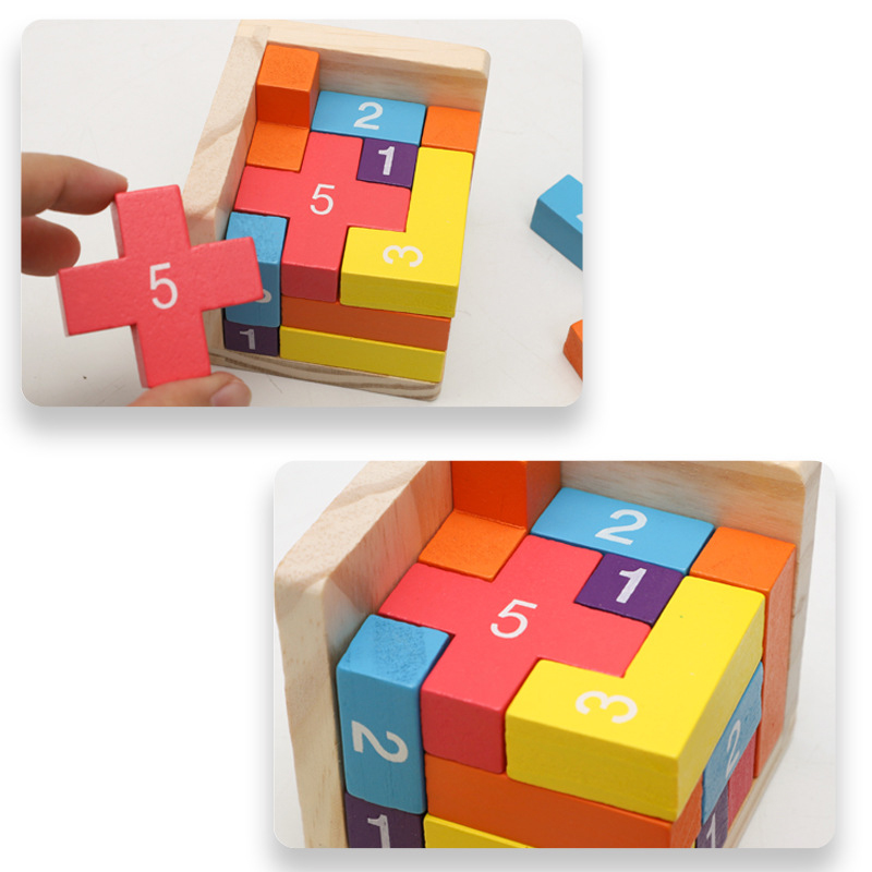 AliExpress Colorful Wooden Blocks Puzzles, Classic Luban Lock Cube 3D Puzzle Toys, Intellectual Game for Children and Adults, view 2
