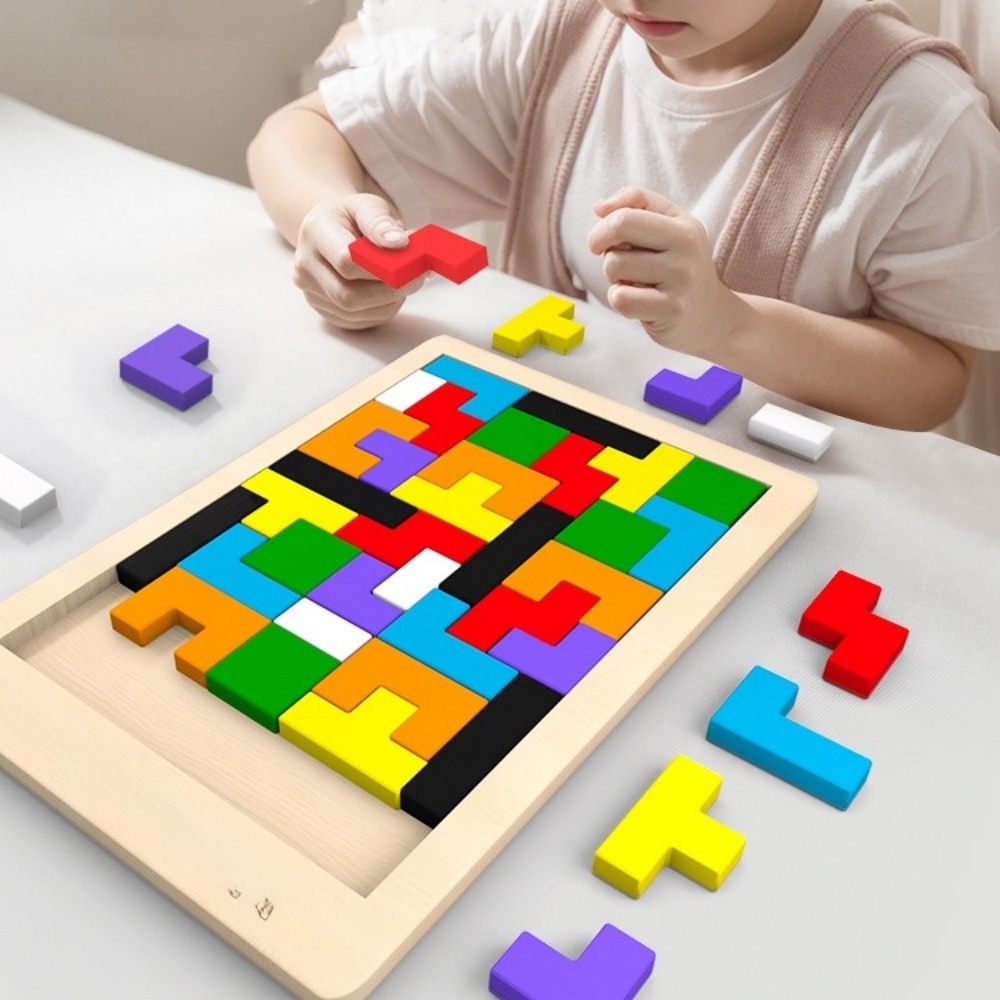 AliExpress Colorful Wooden Puzzle Toys Tangram Montessori Materials Children's Puzzle Toys Building Blocks Children's Learning Toys