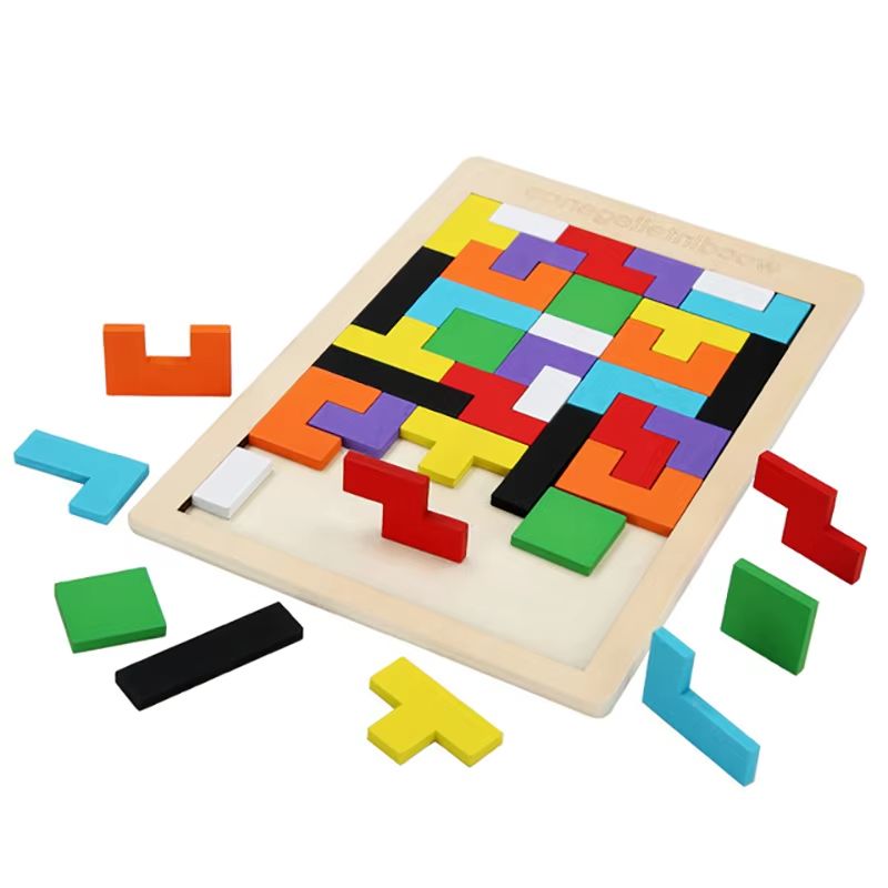 AliExpress Colorful Wooden Puzzle Toys Tangram Montessori Materials Children's Puzzle Toys Building Blocks Children's Learning Toys, view 6