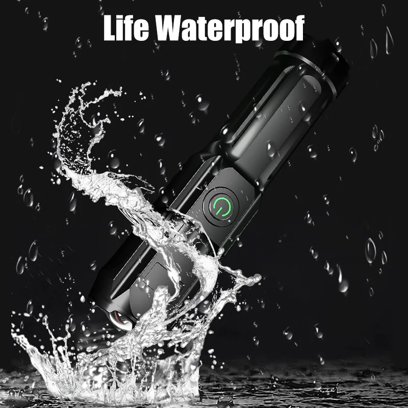 AliExpress Compact USB Charging LED Flashlight Portable Telescopic Zoom Strong Light Focused Long-Range Household Emergency Lighting, view 4