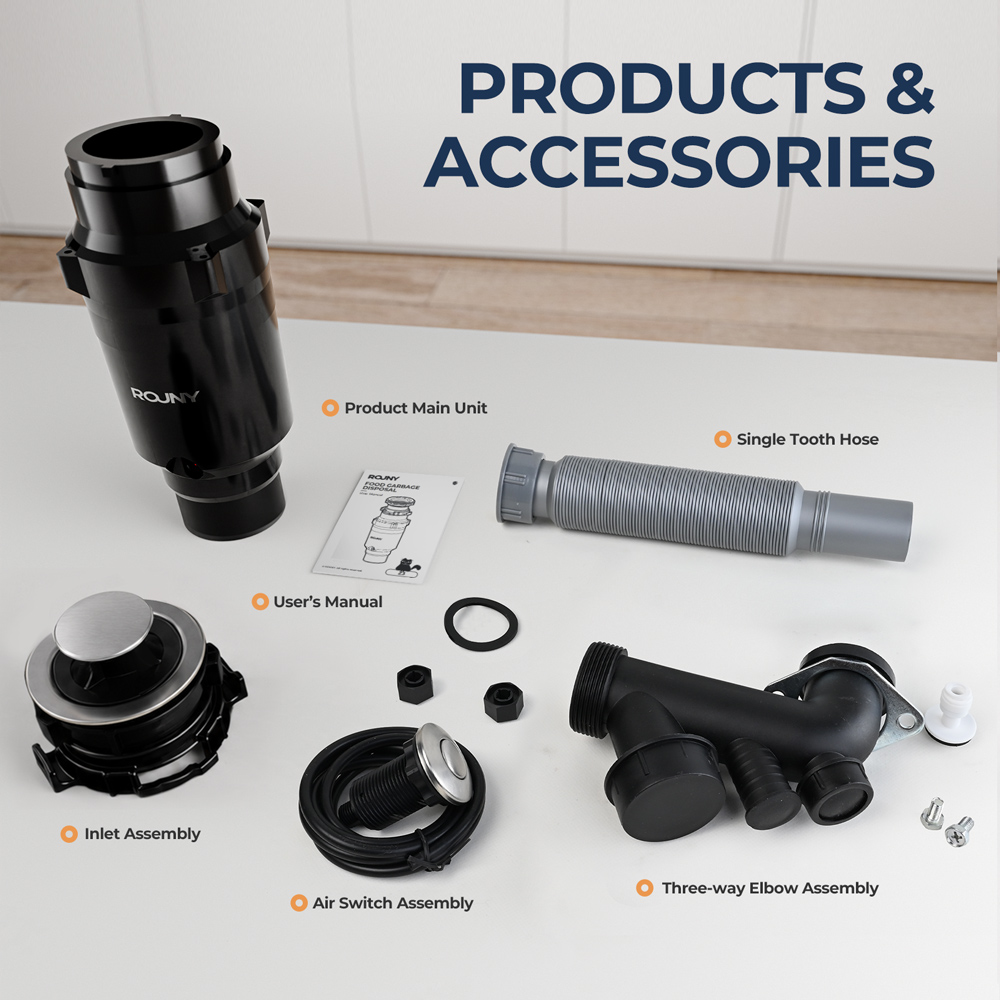 AliExpress Continuous Feed Garbage Disposal with Sound Reduction,1/2 HP Food Waste Disposer with Stainless Steel Grinding System, view 6