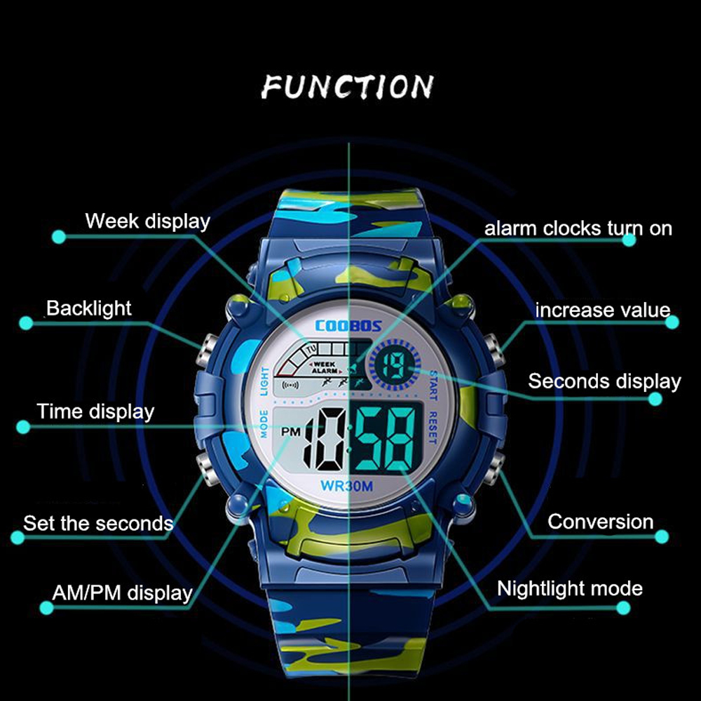 AliExpress COOBOS Kids Camouflage LED Digital Watch, view 3