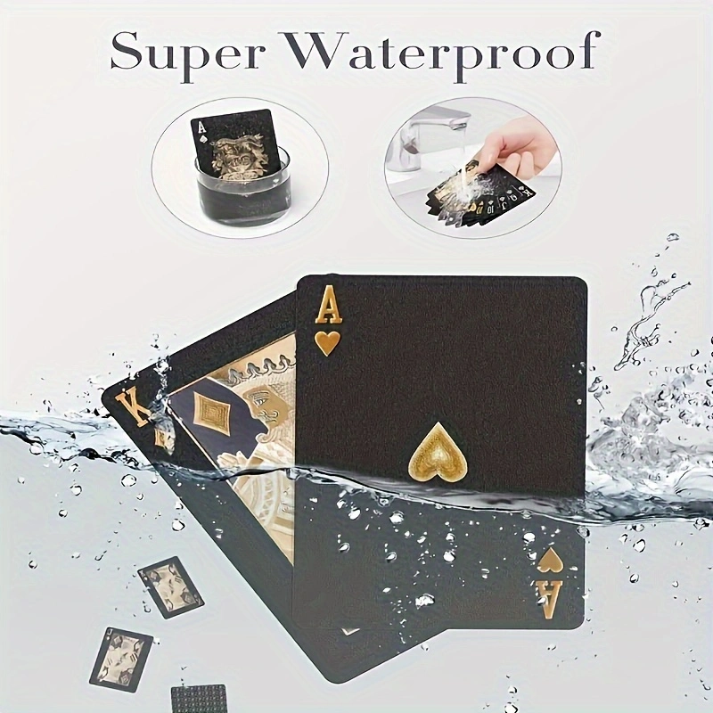 AliExpress Cool Black Gold Waterproof Playing Cards, a Deck of Playing Cards Containing Christmas, Halloween, Thanksgiving Gifts, Game Gift, view 3