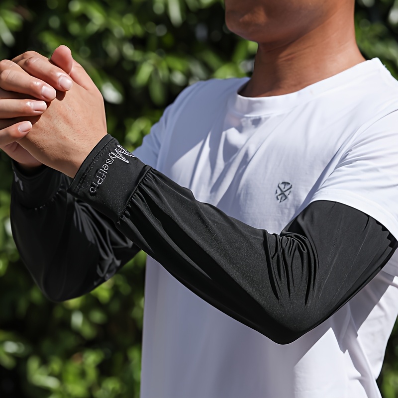 AliExpress Cooling Arm Sleeves Breathable Sun Protection Ice Slik Sleeves Summer Outdoor Sports Driving Cycling Sleeves Men Loose Arm, view 3