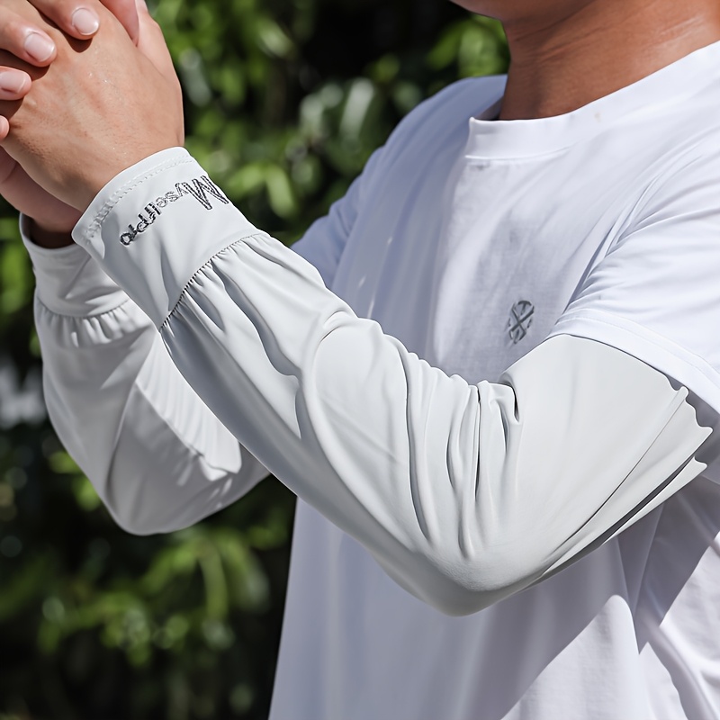 AliExpress Cooling Arm Sleeves Breathable Sun Protection Ice Slik Sleeves Summer Outdoor Sports Driving Cycling Sleeves Men Loose Arm, view 4