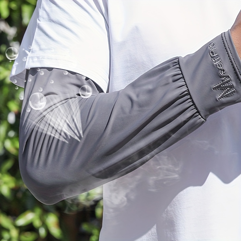 AliExpress Cooling Arm Sleeves Breathable Sun Protection Ice Slik Sleeves Summer Outdoor Sports Driving Cycling Sleeves Men Loose Arm, view 2
