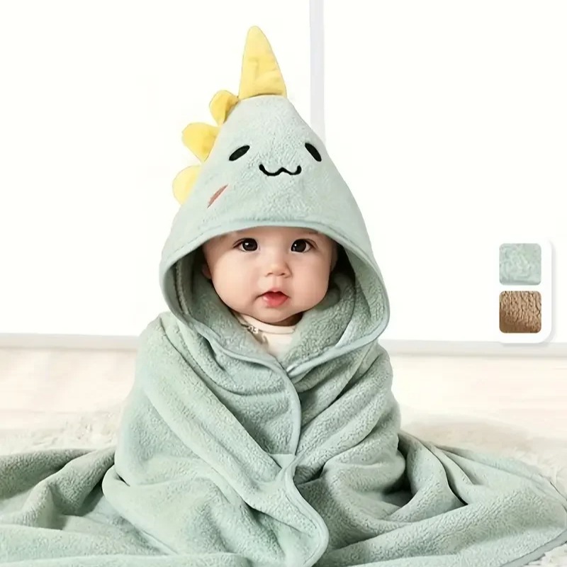 AliExpress Coral Velvet Cape Bath Towel Newborn Bath Wrap Bath Towel Cute Cartoon Cape Bathrobe