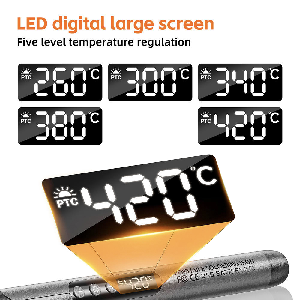 AliExpress Cordless USB-C Digital Soldering Iron with Battery, view 3