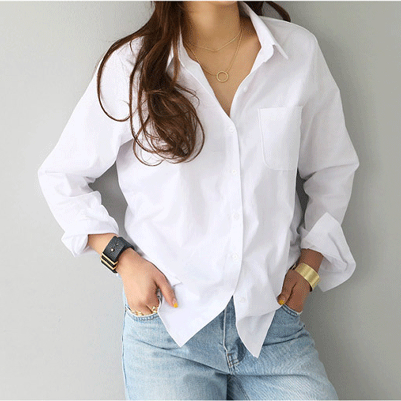 AliExpress Cotton Blouse White Shirt Fashion Women Blusas Mujer De Moda OL Style Tops Casual Ladies Long Sleeve Shirts and Blouses 3496