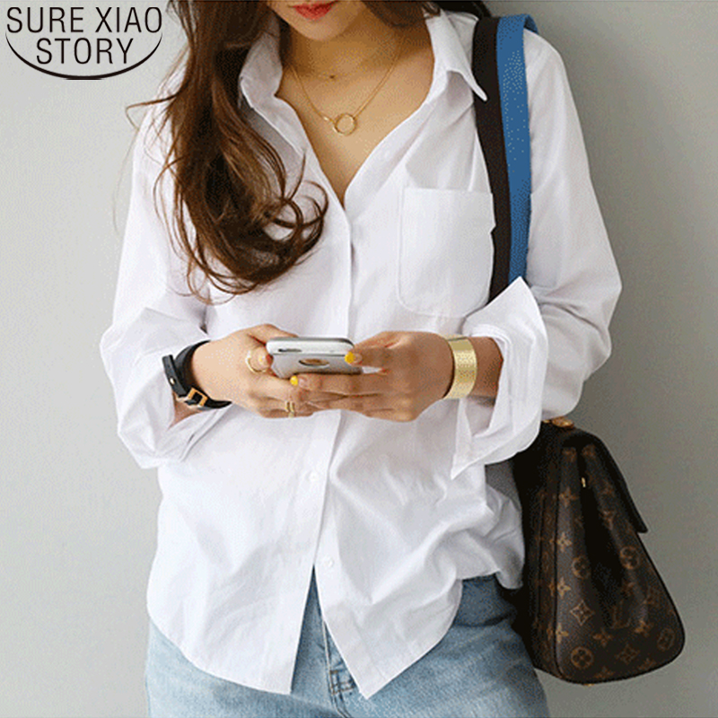 AliExpress Cotton Blouse White Shirt Fashion Women Blusas Mujer De Moda OL Style Tops Casual Ladies Long Sleeve Shirts and Blouses 3496, view 2