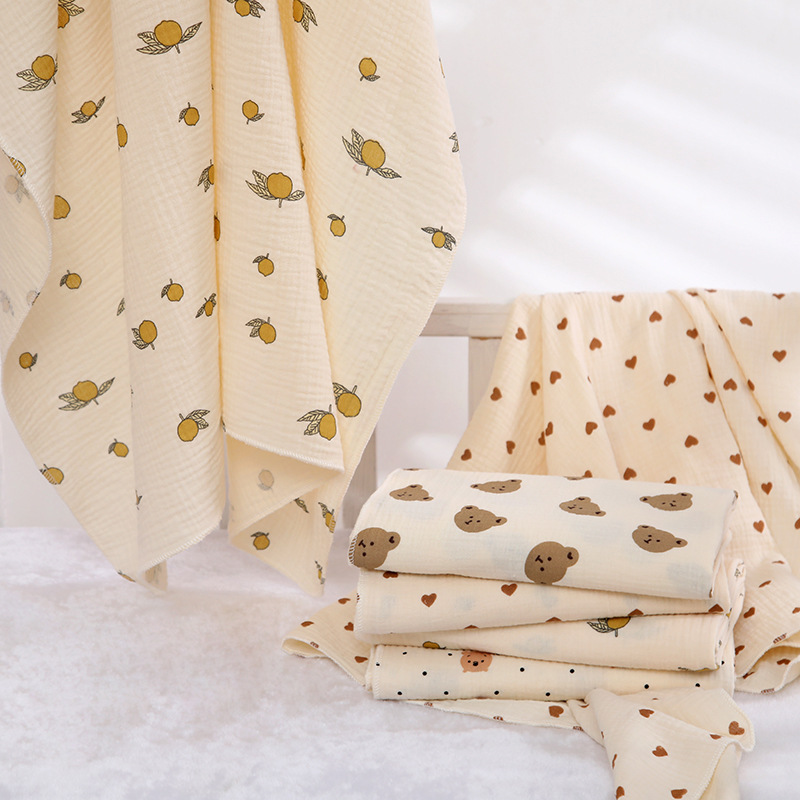 AliExpress Cotton Muslin Cute Cartoon Printing Baby Swaddle Blanket Soft Breathable Newborn Baby Receiving Blanket For Infant Boys Girls, view 3