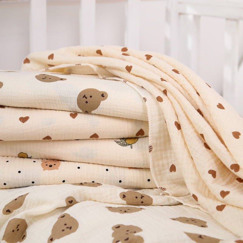 AliExpress Cotton Muslin Cute Cartoon Printing Baby Swaddle Blanket Soft Breathable Newborn Baby Receiving Blanket For Infant Boys Girls, view 5