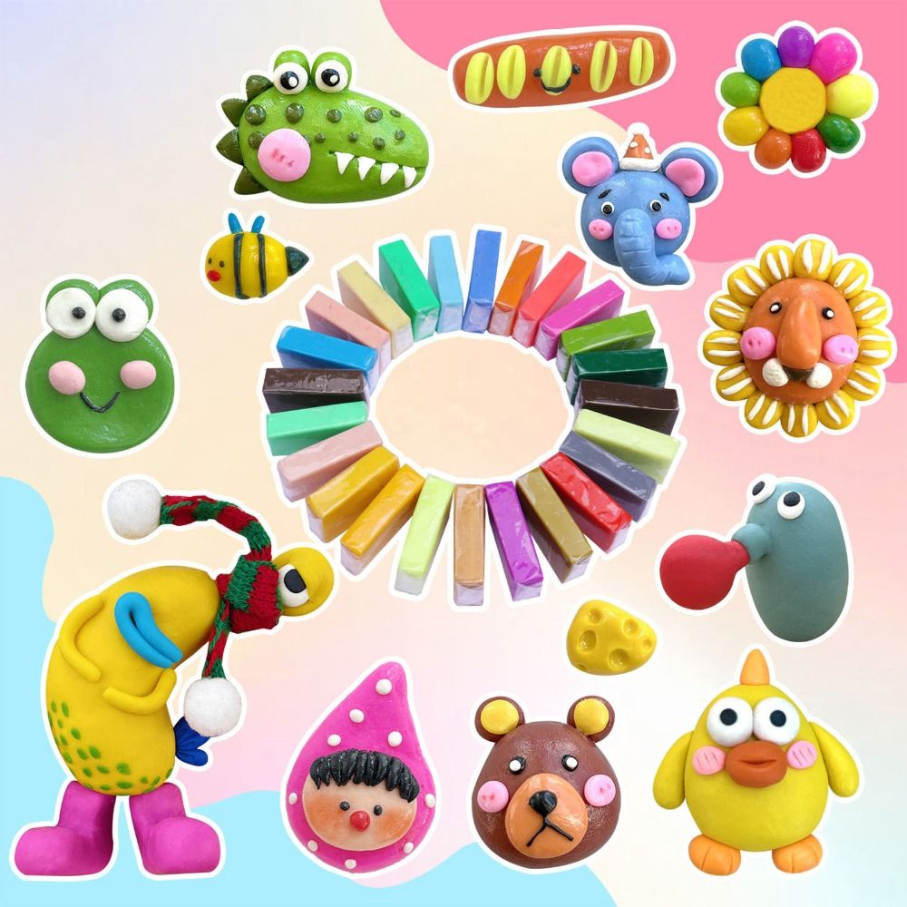 AliExpress Creative 24/32 Colors Polymer Clay Blocks Colorful DIY Oven Bake Clay Gift Lightweight Molding Plasticine, view 3