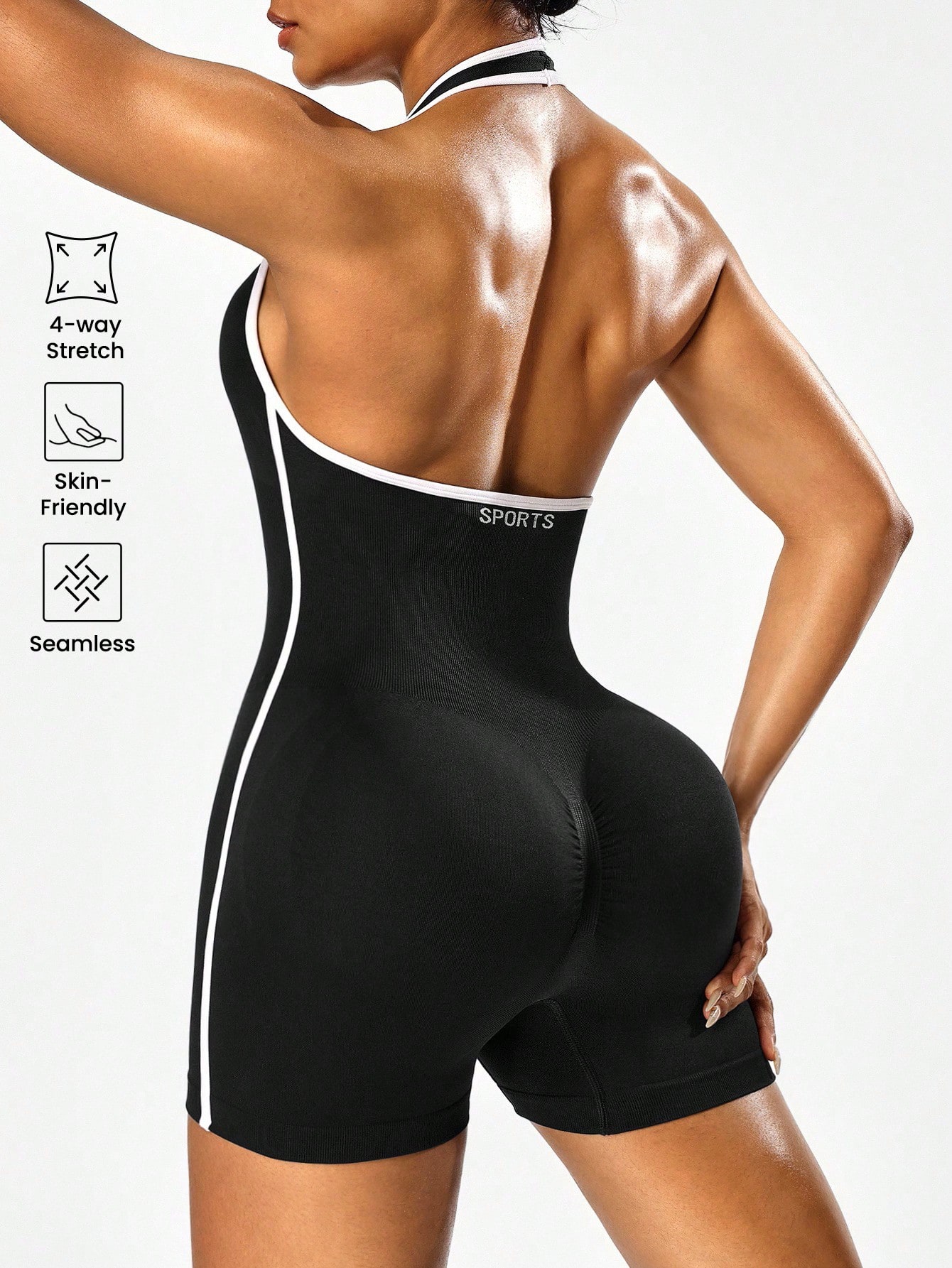 AliExpress Cross-Body yoga Jumpsuit with Color-Blocking Design, Backless Workout Jumpsuit for Women, Outerwear for Cross-Border Fitness and