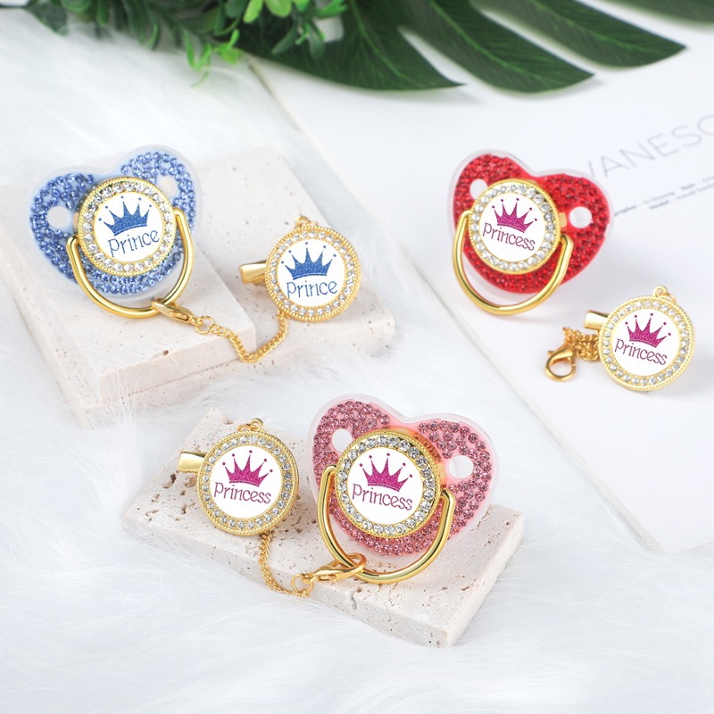 AliExpress Crown Newborn Pacifier Clip Chain Baby Dummy Silicone BPA Free Toddler Teether Infant Soother Nipple Baby Shower Gift