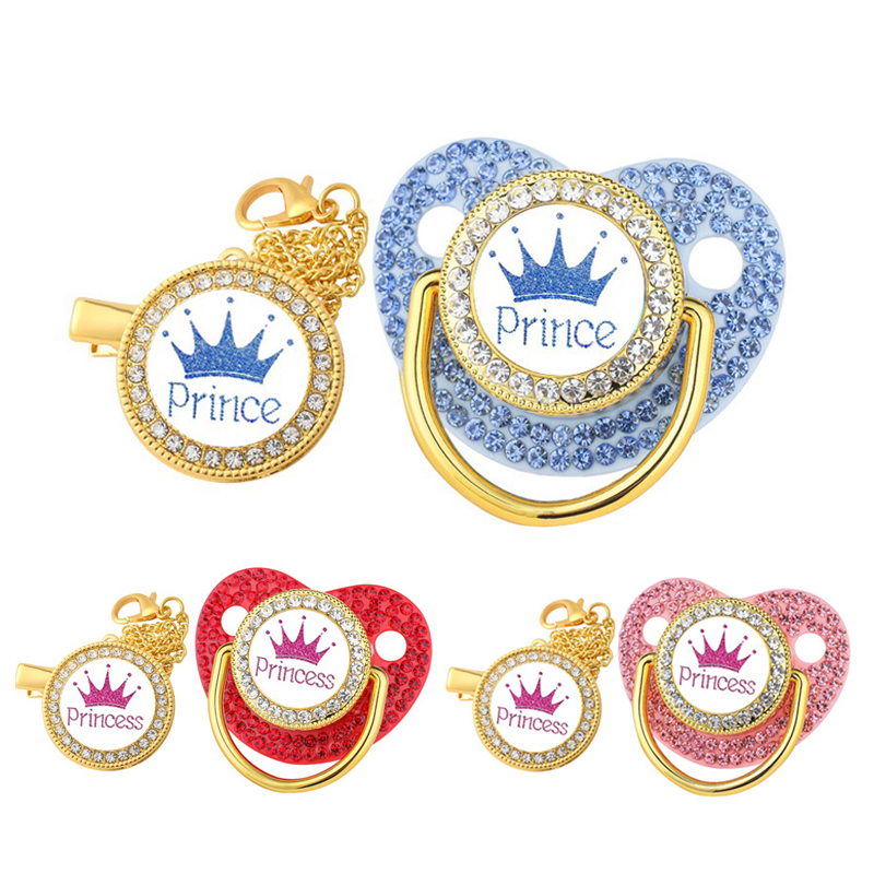AliExpress Crown Newborn Pacifier Clip Chain Baby Dummy Silicone BPA Free Toddler Teether Infant Soother Nipple Baby Shower Gift, view 2