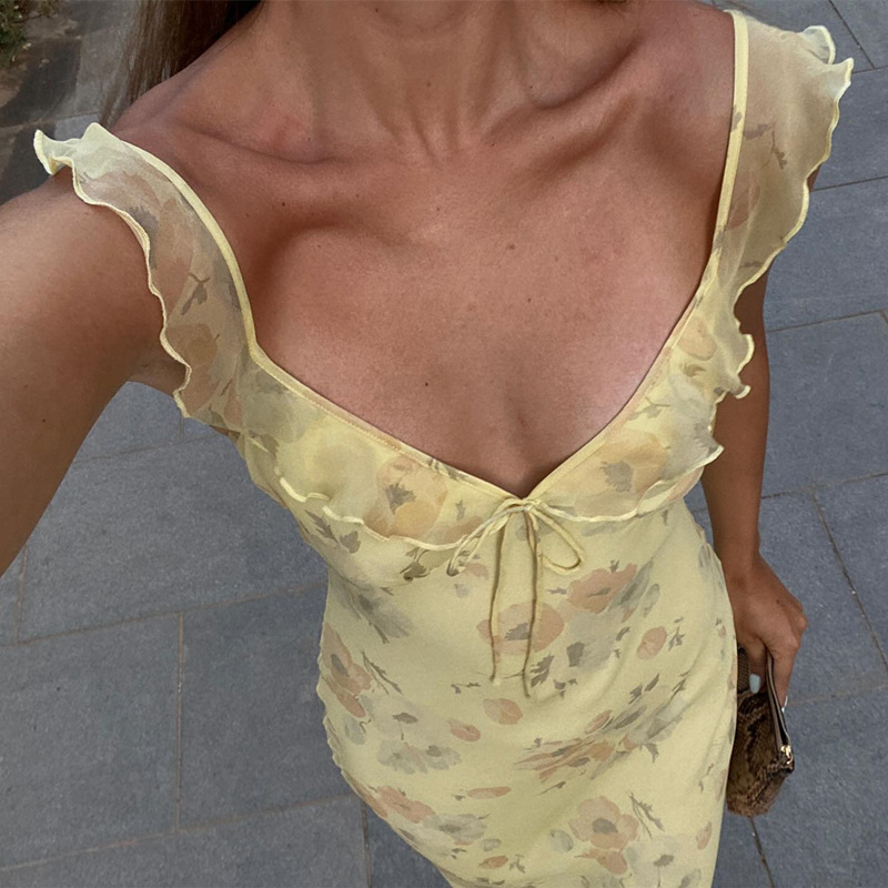 AliExpress Floral Plunge Backless Summer Maxi Dress, view 2