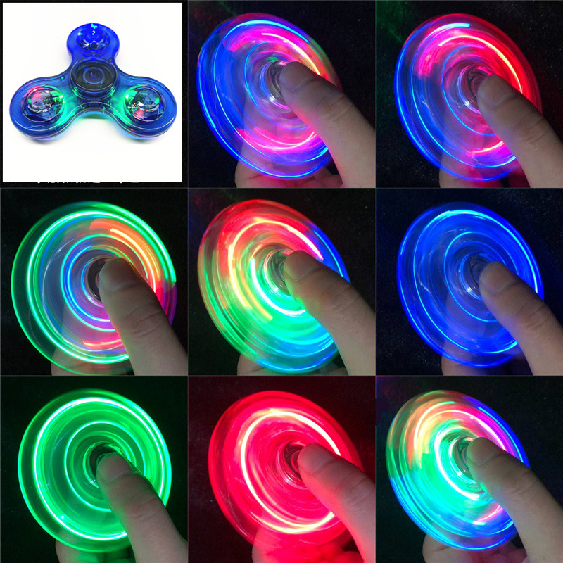 AliExpress Crystal Luminous LED Light Fidget Spinner Hand Top Spinners Glow in Dark EDC Stress Relief Toys Kinetic Gyroscope for Children, view 6