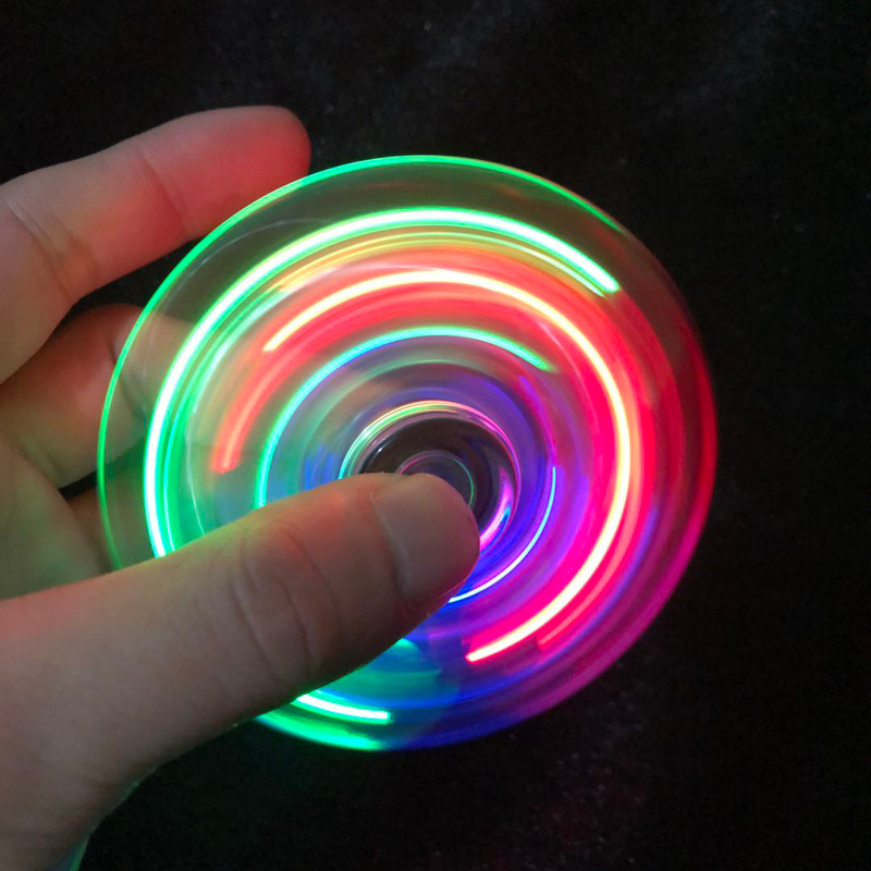 AliExpress Crystal Luminous LED Light Fidget Spinner Hand Top Spinners Glow in Dark EDC Stress Relief Toys Kinetic Gyroscope for Children, view 2