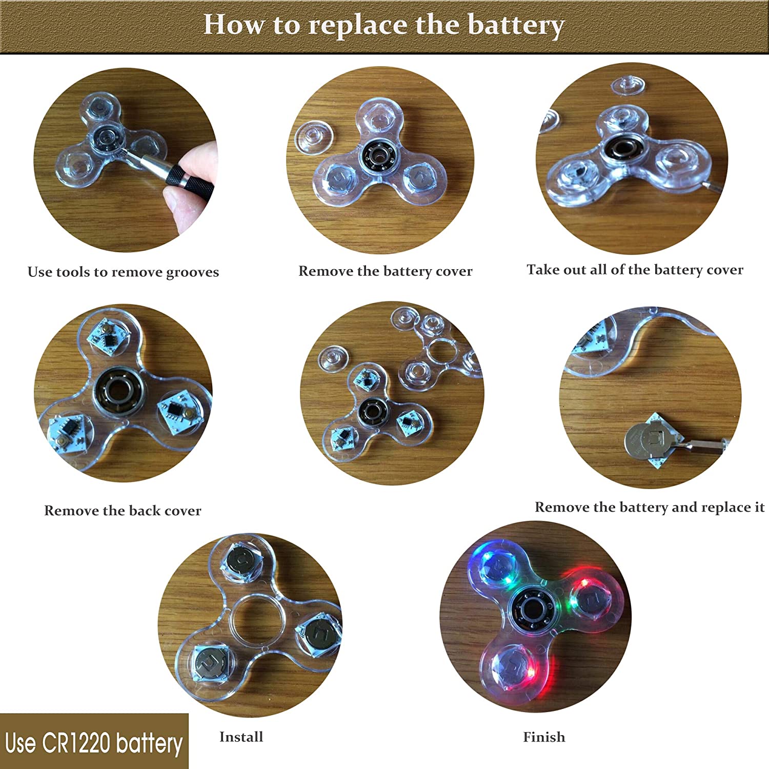 AliExpress Crystal Luminous LED Light Fidget Spinner Hand Top Spinners Glow in Dark EDC Stress Relief Toys Kinetic Gyroscope for Children, view 4