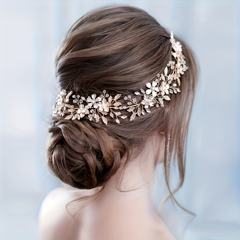 AliExpress Crystal Rhinestone Hair Vine Headband Leaf Flower Hairband Bridal Wedding Hair Accessories Jewelry Vine Headband Hairband Gift, view 2