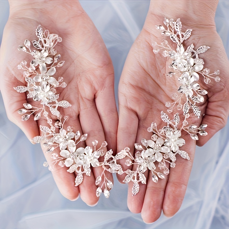 AliExpress Crystal Rhinestone Hair Vine Headband Leaf Flower Hairband Bridal Wedding Hair Accessories Jewelry Vine Headband Hairband Gift, view 3