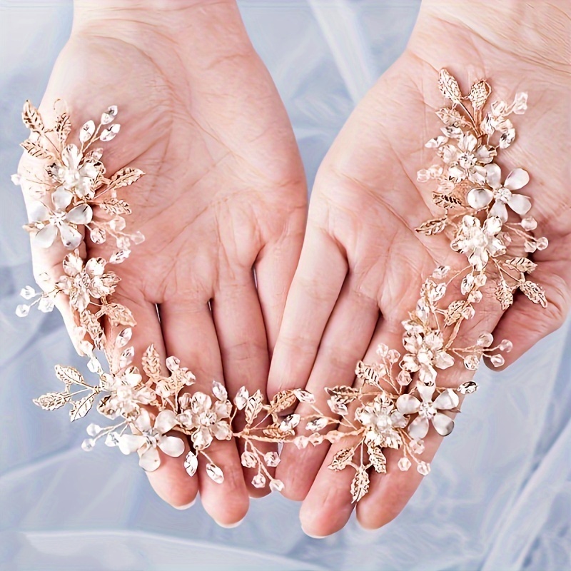 AliExpress Crystal Rhinestone Hair Vine Headband Leaf Flower Hairband Bridal Wedding Hair Accessories Jewelry Vine Headband Hairband Gift, view 4