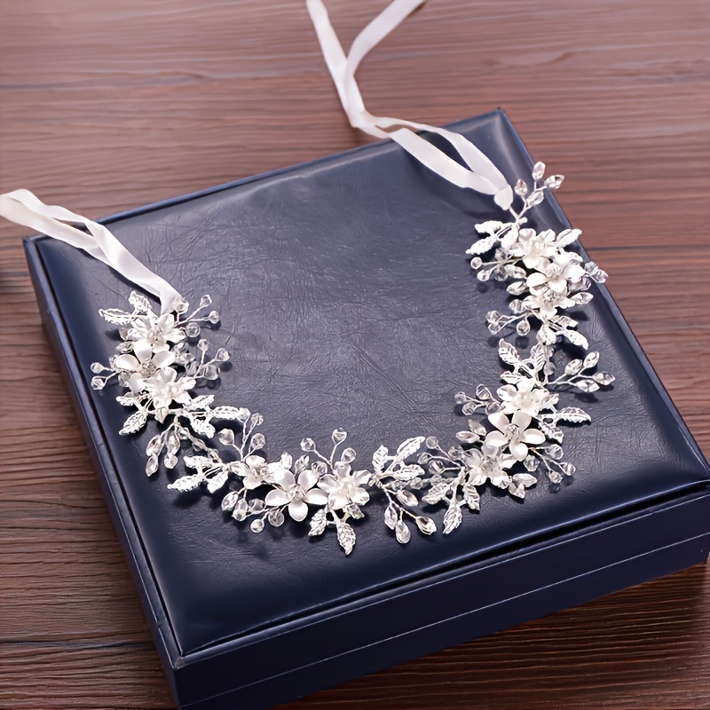 AliExpress Crystal Rhinestone Hair Vine Headband Leaf Flower Hairband Bridal Wedding Hair Accessories Jewelry Vine Headband Hairband Gift, view 5