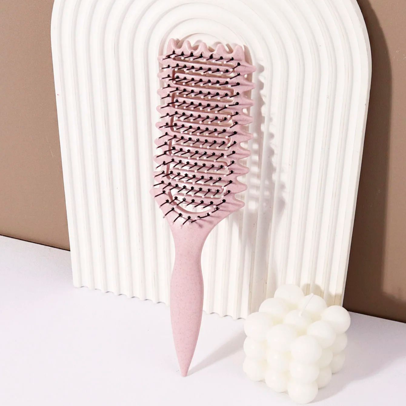 AliExpress Curling Styling Brush - Hollow Massage Comb, Nylon Mane, ABS Plastic Handle, Comfortable Grip Special for Real Hair Wigs, view 3