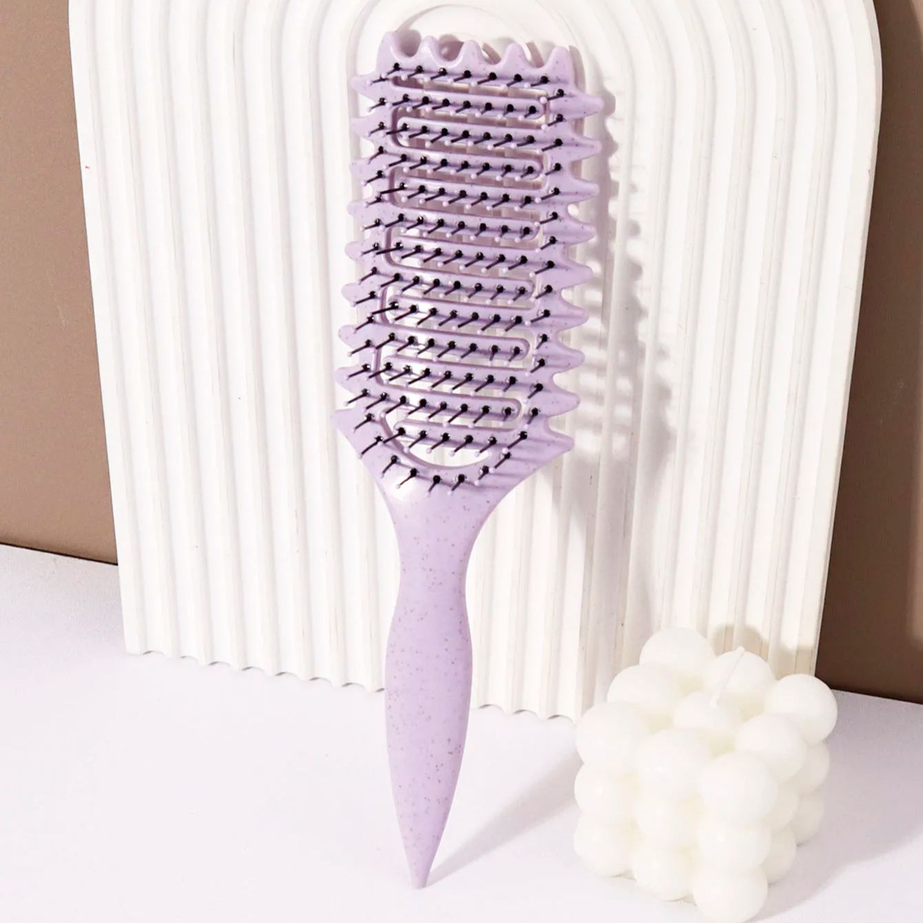 AliExpress Curling Styling Brush - Hollow Massage Comb, Nylon Mane, ABS Plastic Handle, Comfortable Grip Special for Real Hair Wigs, view 4