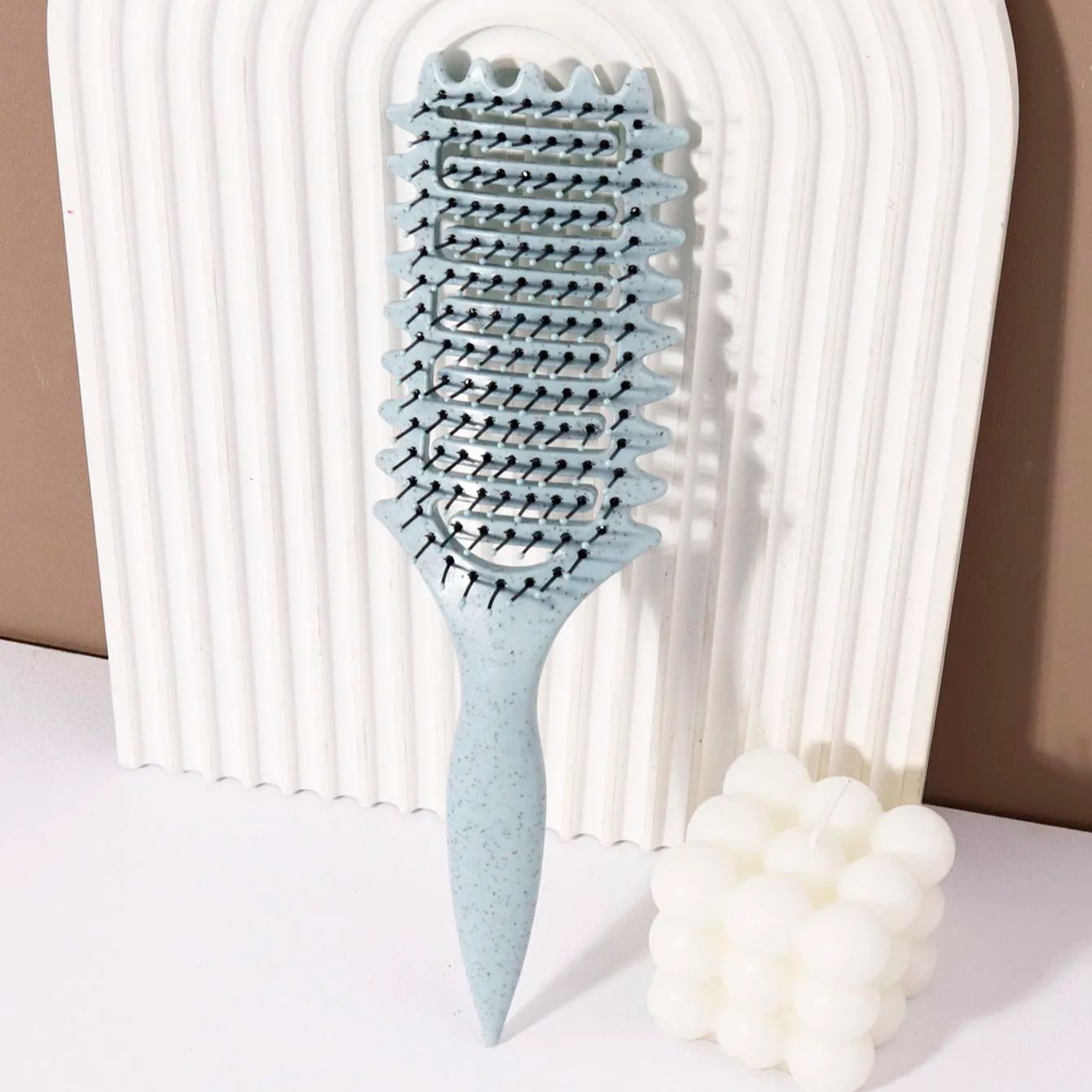 AliExpress Curling Styling Brush - Hollow Massage Comb, Nylon Mane, ABS Plastic Handle, Comfortable Grip Special for Real Hair Wigs, view 5