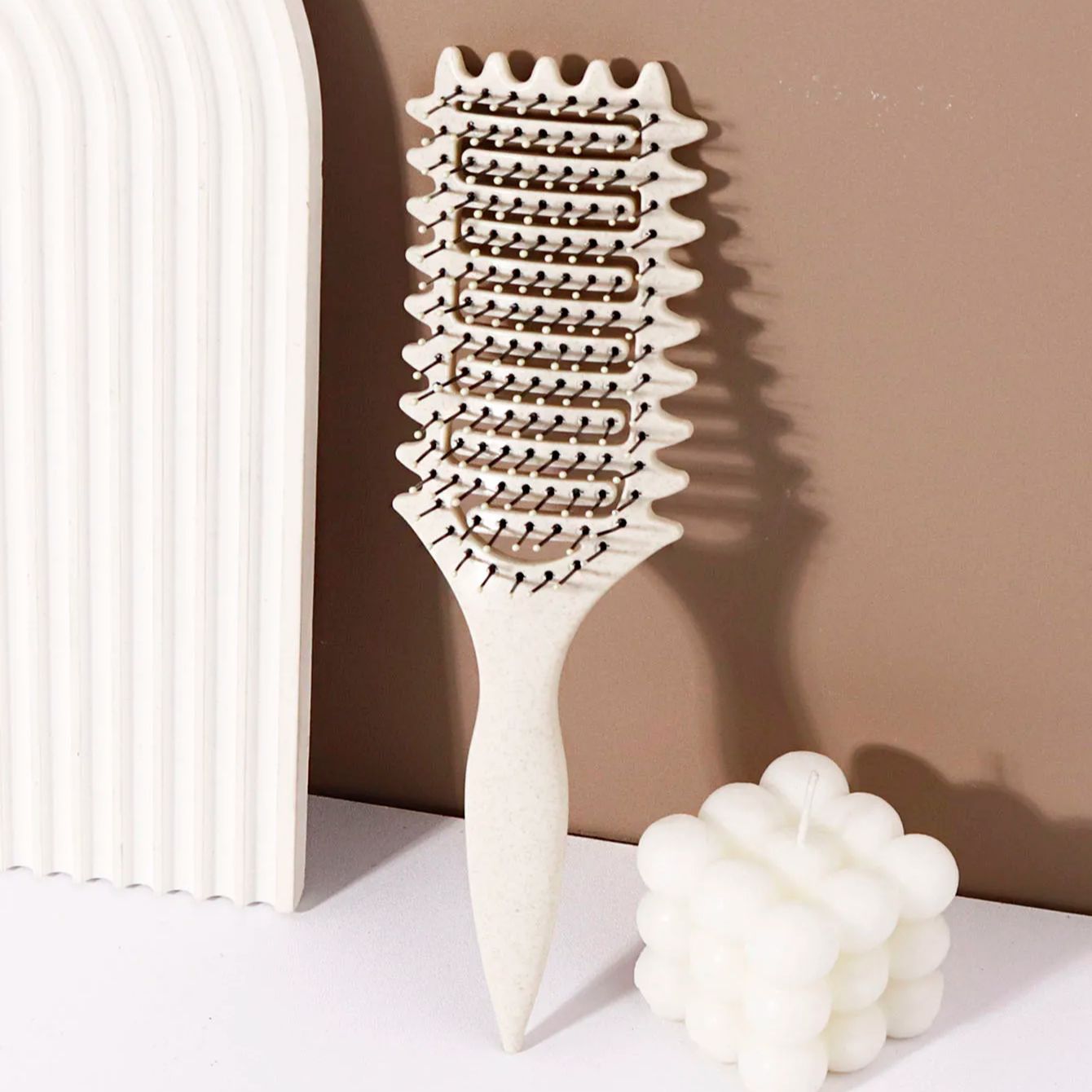 AliExpress Curling Styling Brush - Hollow Massage Comb, Nylon Mane, ABS Plastic Handle, Comfortable Grip Special for Real Hair Wigs, view 6