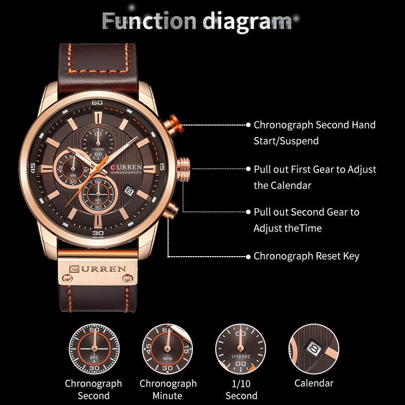 AliExpress CURREN 8291 Men's Quartz Chronograph Watch, view 6