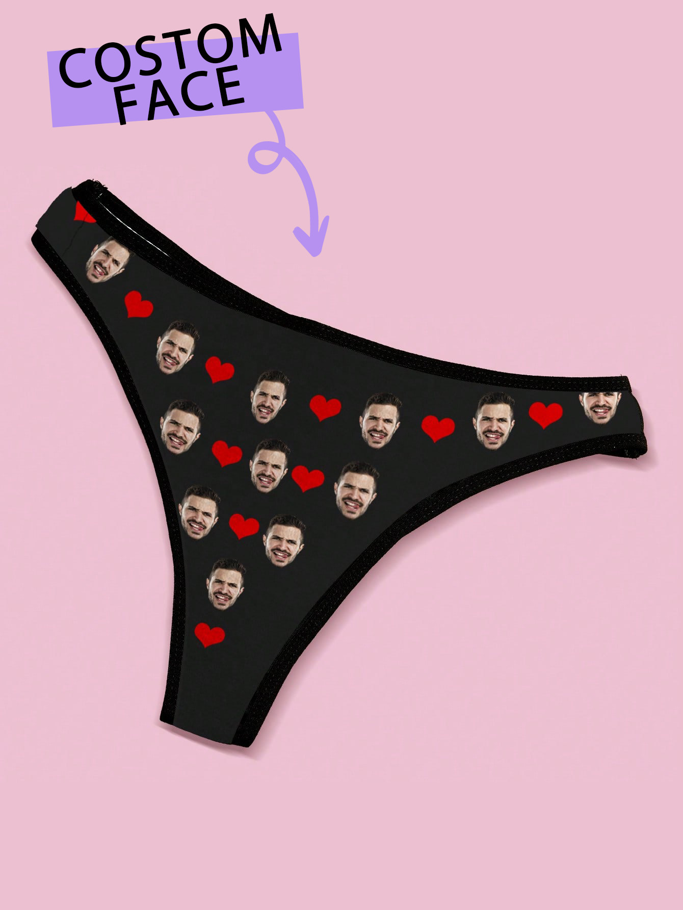 AliExpress Custom Face Womens Thong Personalized Photo Underwear Funny Custom Womens Thong Panties Five Sizes Available Gift for Her