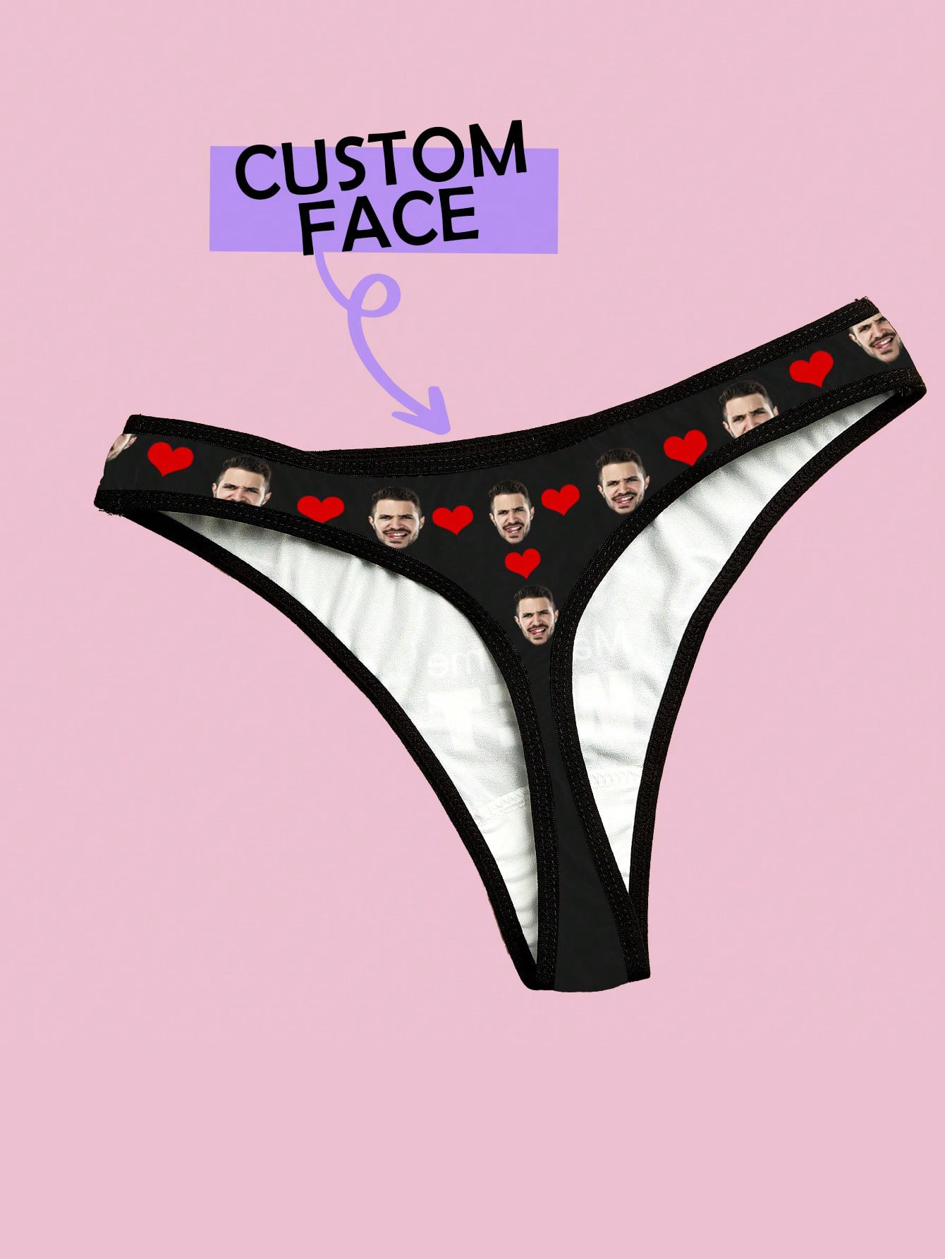 AliExpress Custom Face Womens Thong Personalized Photo Underwear Funny Custom Womens Thong Panties Five Sizes Available Gift for Her, view 2