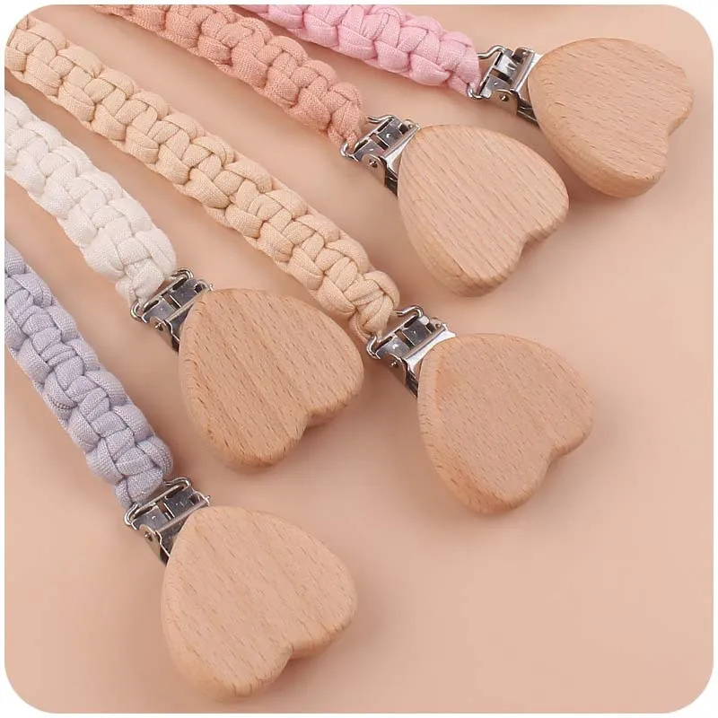AliExpress Custom Name Cloth Weaving Wooden Personalized Baby Pacifier Chain Dummy Nipple Holder Guard Teether Pendant Newborn Gift Stuff, view 4