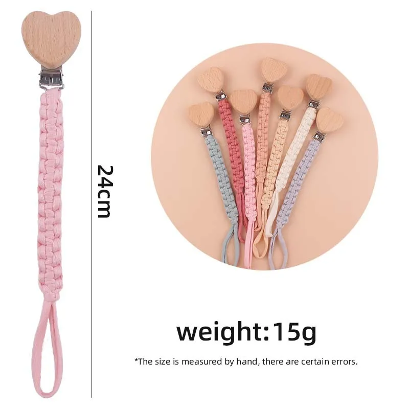 AliExpress Custom Name Cloth Weaving Wooden Personalized Baby Pacifier Chain Dummy Nipple Holder Guard Teether Pendant Newborn Gift Stuff, view 6