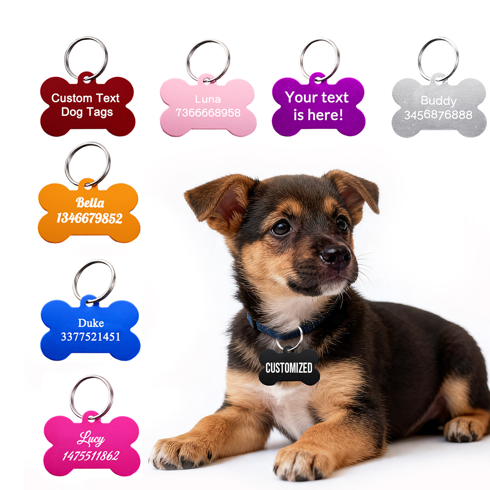AliExpress Custom Name Dog Tag Bone Shaped Personalized Name Pets ID Tag Laser Engraving Number Anti-lost Pendant Customized Text Dog Tags