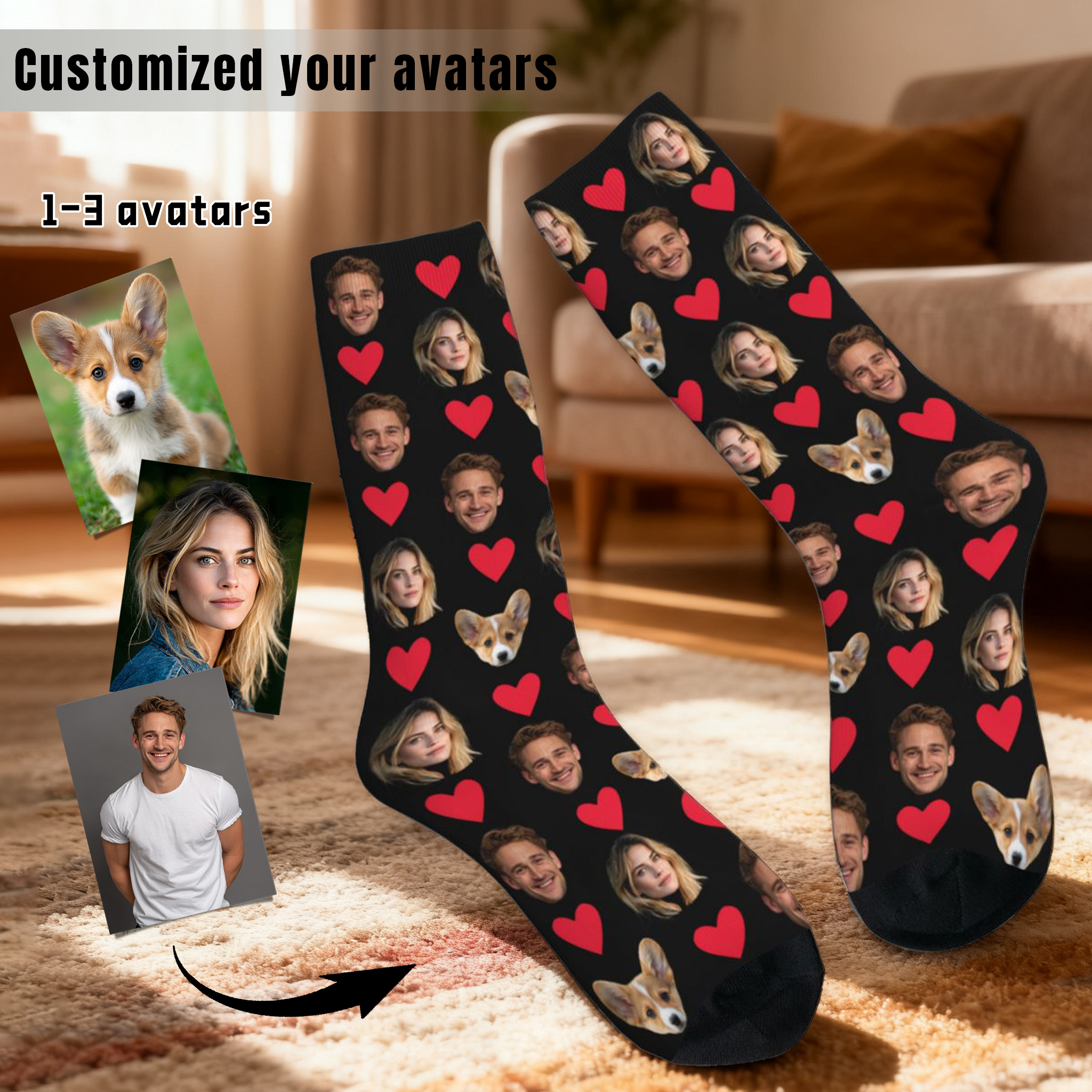 AliExpress Customized socks for men and women Face-themed funny expression socks Personalized photo-customized socks Birthday gifts