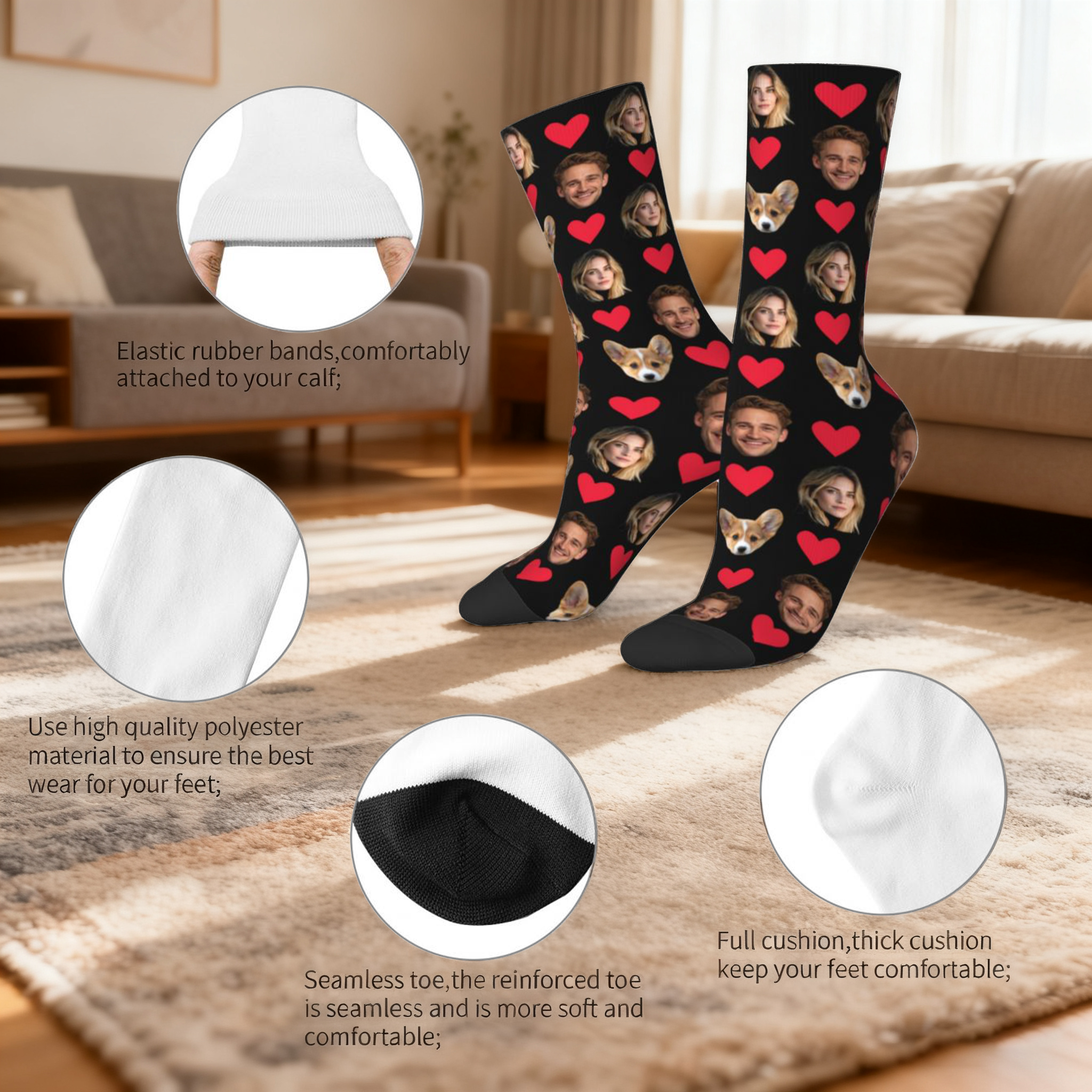 AliExpress Customized socks for men and women Face-themed funny expression socks Personalized photo-customized socks Birthday gifts, view 4