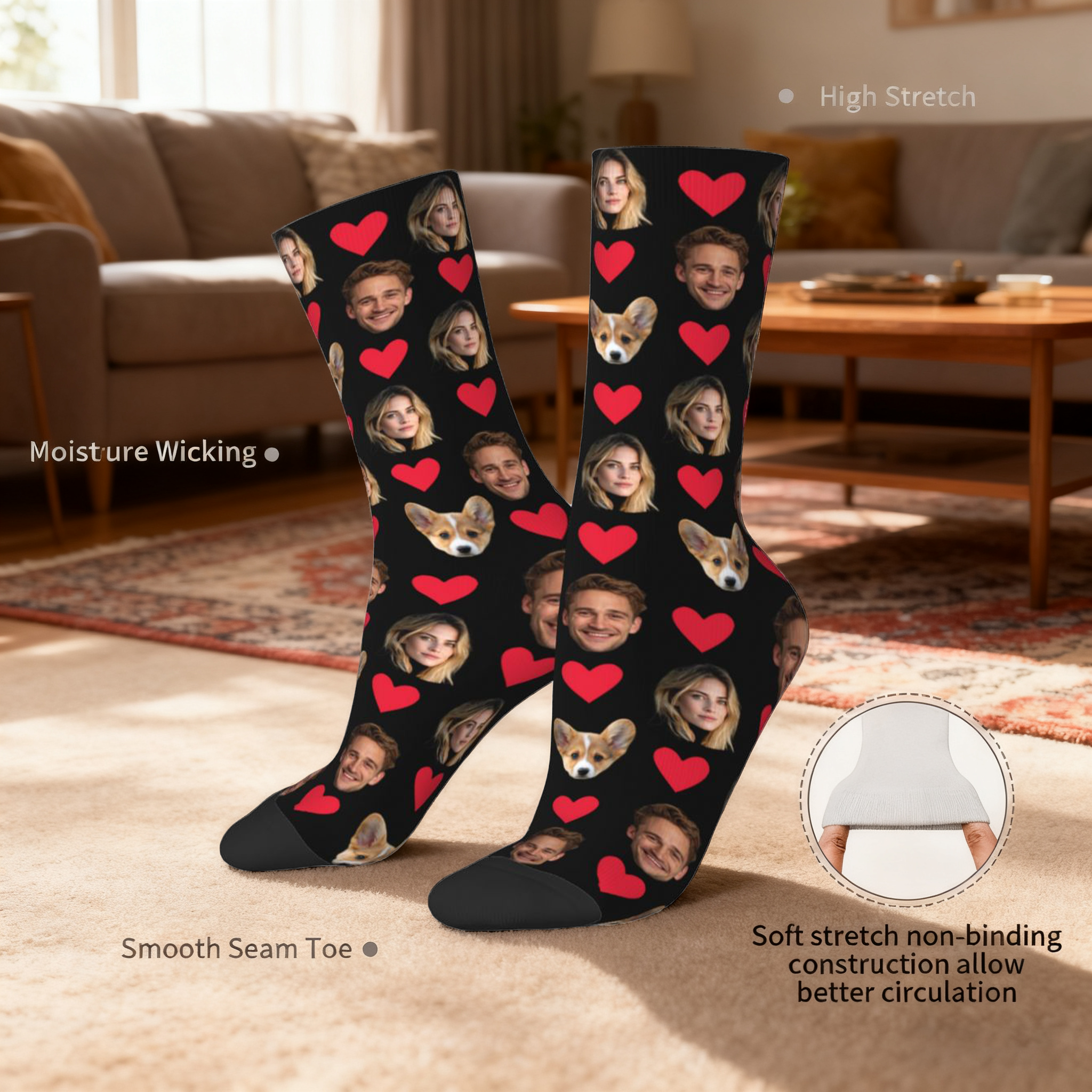 AliExpress Customized socks for men and women Face-themed funny expression socks Personalized photo-customized socks Birthday gifts, view 5